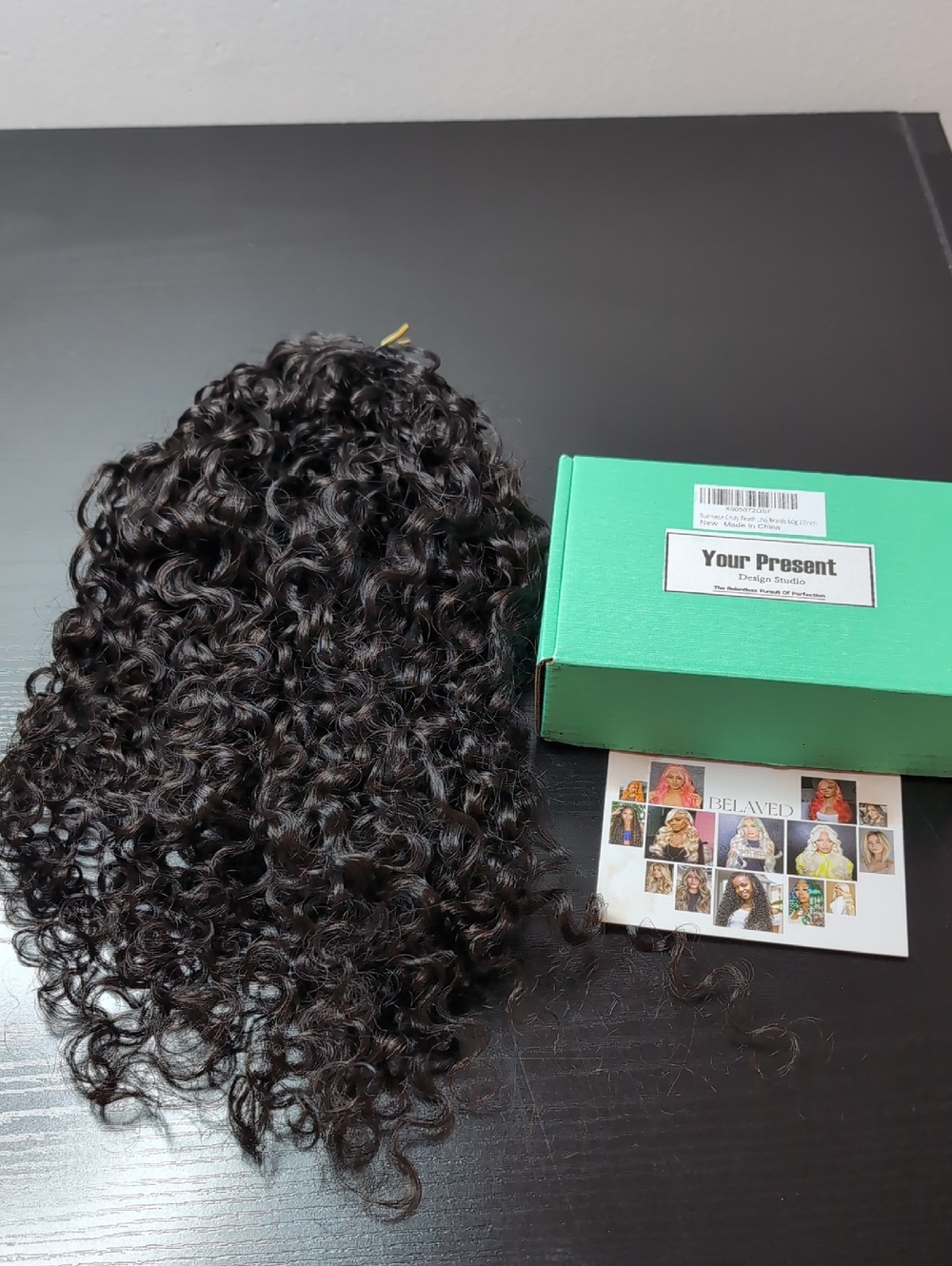 22-in 60 G Burmese Curly Feather Crochet Human Hair Extensions Natural Black